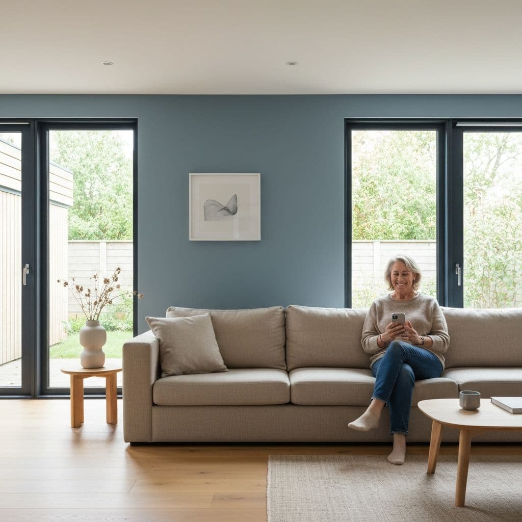 Person comfortably using their iPhone after setup